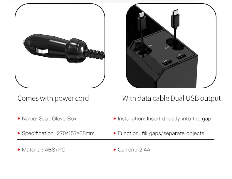 Multi-funcional ajustable asiento de coche lado Reposabrazos de relleno organizador Pu cuero Universal centro de la consola caja de almacenamiento brazo resto