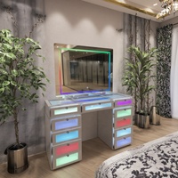 Docarelife Coiffeuse Moderne en Bois avec Miroir LED Intégré et Rangement, Idéale pour Appartement, Chambre et Salon