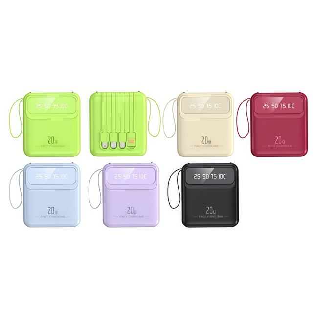 Portable Mini Small 10000mah Keychain Power Bank with Built-in Cables