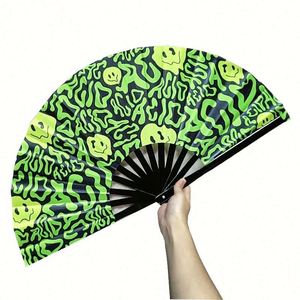 13 Inch Personalized Bamboo <b>Hand</b> Held Fan Bamboo Ribs Large Sizes Dancing Rainbow Silk Kungfu <b>Hand</b> Fans - Product Image 4