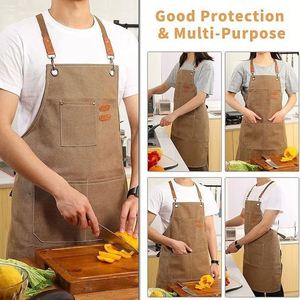 Customized Logo Pure Cotton Canvas <b>Apron</b> Thickened New Work Clothes Waterproof and Oil-Proof for <b>Kitchen</b> Use Cross-Border - Product Image 3
