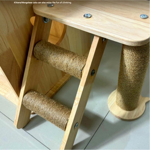Arbre à <span class=keywords><strong>chat</strong></span> en bois massif avec grande cabine, capsule spatiale, poteaux en sisal, pyramide stable, pour plusieurs chats - Product Image 5