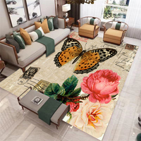 Tapis de sol en velours de cristal imprimé de fleurs en 3D fait à la main moderne grand tapis de style nordique pour le salon et la chambre à coucher