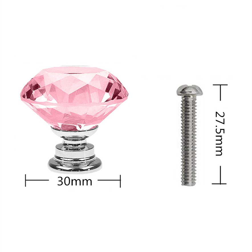 30mm crystal handle Hardware furniture diamond clear crystal glass pull handle drawer cabinet door knobs