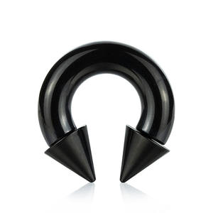 Heißer Verkauf: Schwarzer, großer Edelstahl-Nasenring, Hufeisen-Ohrpiercing, Drainage-Plug, Körperpiercing, trendig und individuell - Product Image 1