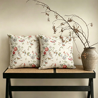 Housse de coussin vintage européenne à imprimé floral et oiseaux, taie d'oreiller décorative durable de qualité supérieure avec fermeture éclair pour canapé de salon