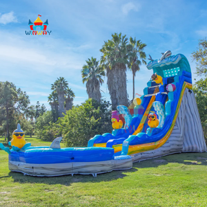 Tobogán Acuático Inflable Gigante con Temática Oceánica y Piscina - Tobogán de Doble Carril de Grado Comercial para Alquileres de Fiestas de Verano y Parques Acuáticos - Product Image 3