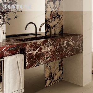 Tostone 2026 Ventes Flash : Meuble-lavabo en marbre rouge naturel Rosa Levanto pour la décoration minimaliste de la maison, du salon et du bureau - Product Image 2