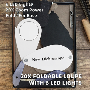 Loupe de bijoutier pliable GAIN EXPRESS GM20 20X de haute qualité, 6 lumières LED, lentille en verre optique triplet de 21 mm, boîtier en métal - Product Image 2