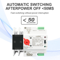Commutateur de transfert automatique (ATS) monophasé LUZRO sur rail DIN, 220V, double alimentation, conversion automatique, ininterrompue, pouvoir de coupure 6kA