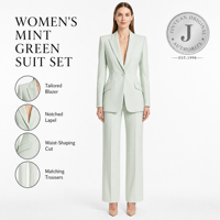 Costumes sur mesure pour femmes, blazer vert menthe, pantalon assorti, tenue de direction formelle, petit MOQ, collection de marque de mode