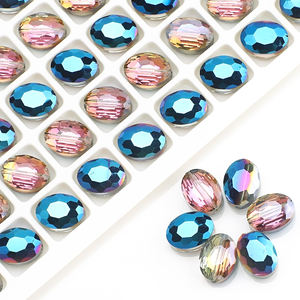 Zhubi vente en gros 9X12MM perles ovales en cristal à facettes en vrac plaqué couleurs perles <span class=keywords><strong>de</strong></span> verre en forme d'<span class=keywords><strong>oeil</strong></span> <span class=keywords><strong>de</strong></span> <span class=keywords><strong>taureau</strong></span> pour la fabrication <span class=keywords><strong>de</strong></span> bijoux - Product Image 5