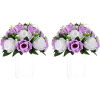 Centros de Mesa de Flores Artificiales Púrpuras Premium para Mesas de Boda, Decoración para Fiestas de Despedida de Soltera