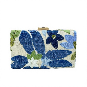 Handmade Embroidered Fashion Clutch <b>Bag</b> Women Classic Casual Floral Stylish Sparkling Evening Chain Strap up to 1L Capacity - Product Image 4