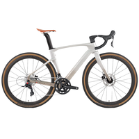 Sepeda Gravel V3 24 Speed Serat Karbon untuk Balap Jalan Raya, Pedal Biasa, Rem Cakram, untuk Bersepeda Off-Road Gaya Kota