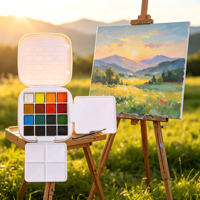 Boîte à peinture portable Bview Art avec 16 couleurs de peintures solides, style Power Bank, étui à pigments mignon et esthétique