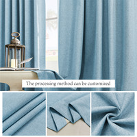 Ciel bleu 100% rideau occultant lin texturé solide thermique toile de jute onglet arrière rideaux de fenêtre pour salon bureau café pépinière