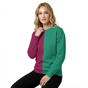 Sweat-shirt personnalisé pour femmes, deux tons vert et marron, style universitaire, couleur contrastée, sweat-shirt de sororité - Product Image 3