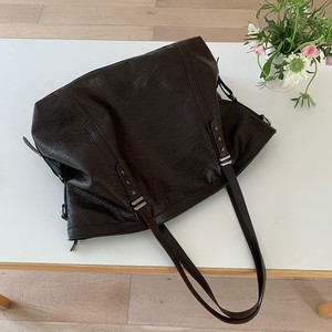 Sac cabas pour femme, grande capacité, cuir souple, fermeture éclair noire, usage quotidien décontracté - Product Image 3