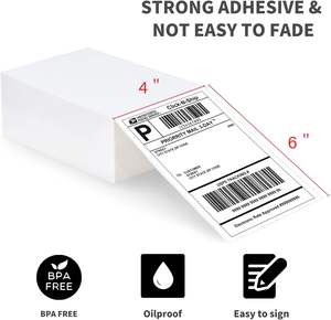 ファンフォールドダイレクトサーマルラベル 4 x 6 ゼブラ対応配送ラベル 1000枚入り スタックタイプ 白色 永久ラベル - Product Image 6