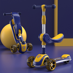 Scooters multifonctionnels pour bébés et enfants avec siège amovible, hauteur réglable, <span class=keywords><strong>trottinette</strong></span> pliable à 3 roues en PU. - Product Image 5