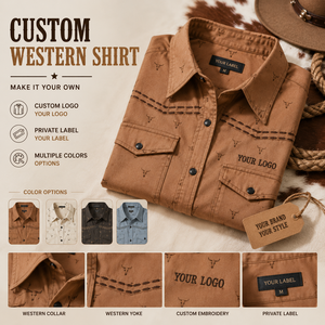 Camisa Vaquera Occidental Personalizada de Lujo para Hombre, Camisa Vaquera Premium con Estampado de Calavera de Toro, Manga Corta, Tejido de Primera Calidad, Fabricante de Marca Privada - Product Image 2