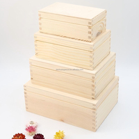 Scatola di immagazzinaggio in legno medio non finito con coperchio incernierato Decoupage gioielli fatti da te
