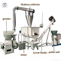 Machine à fabriquer des aliments pour animaux de ferme en acier inoxydable électrique 1-2t/h, ligne complète de production de granulés d'aliments pour animaux, utilisation agricole