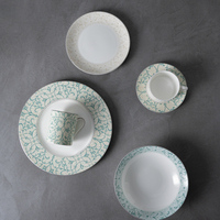 Vaisselle de luxe en porcelaine fine P&T, motif floral turquoise, assiette à dîner avec tasse pour une dégustation raffinée