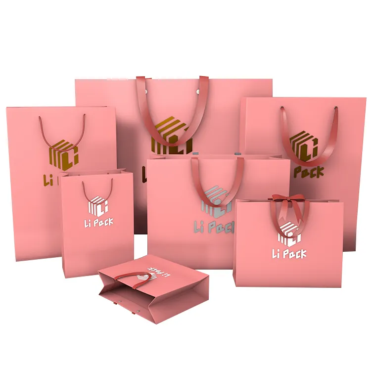 Lipack Saco de papel para presente de compras de varejo de luxo de baixo preço sacola de compras de roupas personalizadas embalagem