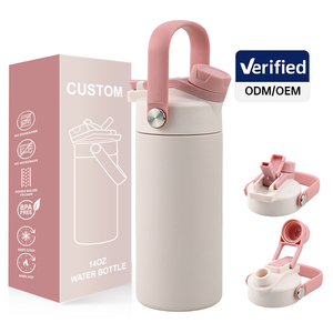 Botella de Agua Aislada de 14 oz con Logotipo Personalizado para Niños, con Tapa de Paja, Frasco de Vacío de Acero Inoxidable para Niños en Edad Escolar, Regalo, Libre de BPA - Product Image 1