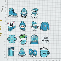 Breloques en caoutchouc PVC pour chaussures, série hiver, motifs de dessins animés mignons, pour enfants, décoration personnalisée pour sabots, accessoires pour coques de téléphone