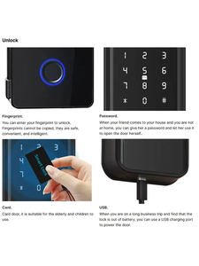 Tuya App-<strong>Controlled</strong> Wi-Fi Enabled Glass Door Lock <strong>with</strong> Biometric <strong>PIN</strong> <strong>Code</strong> <strong>Access</strong> Grade C Security Memory Card Cloud Data Storage - Product Image 3