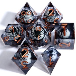 Drago e Dungeon 7 <span class=keywords><strong>D</strong></span> & <span class=keywords><strong>D</strong></span> con anima liquida poliedrica Set di dadi Logo personalizzato D20 D12 D10 D8 D6 D4 intagliato artigianato - Product Image 6