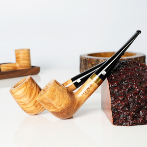Muxiang Olive Wood Smoking Pipe Straight Type Handmade Tobacco Pipe For Men Personal Gift - Product Image 3