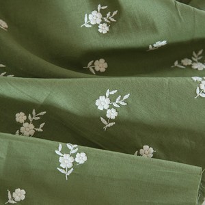 Tela de Bordado Verde, Entretelas y Forros, Tela de Lino con Bordado <span class=keywords><strong>a</strong></span> <span class=keywords><strong>Mano</strong></span> con Pequeñas Flores, Precio al por Mayor Más Barato - Product Image 3