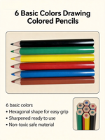 Stock disponible, plusieurs paquets envoyés aléatoirement, crayons de couleur en plastique EN71 de 3,5 pouces, 6 couleurs, non toxiques, crayons à dessin pour enfants, école