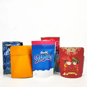 Custom Personal Logo Low Moq Child Proof Zipper Double Pouch Bag Design Durable Packaging 3.5g 7g 28g Zip Lock Mylar Bag