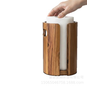 Solid Wood <b>Paper</b> Holder Cylindrical Countertop Splash Protection <b>Kitchen</b> Bathroom - Product Image 5