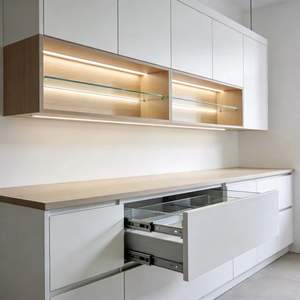 Projet hôtelier américain, ensemble de meubles de cuisine en bois, design moderne modulaire personnalisé, écologique, ignifuge, peinture blanche, 2 ans - Product Image 4