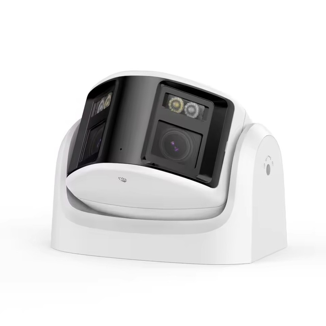 4MP Dual Lens 170° Panoramic Color Vision Fixed Turret Strobe Light Audio Alarm IP Network Camera