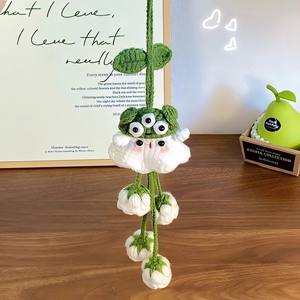 <span class=keywords><strong>Colgante</strong></span> de coche de ganchillo hecho a mano con diseño de calabaza fantasma, <span class=keywords><strong>colgante</strong></span> de coche de ganchillo con diseño de campanilla, dijes de ganchillo para bolso con diseño de lirio de los valles, decoración de coche de ganchillo - Product Image 2