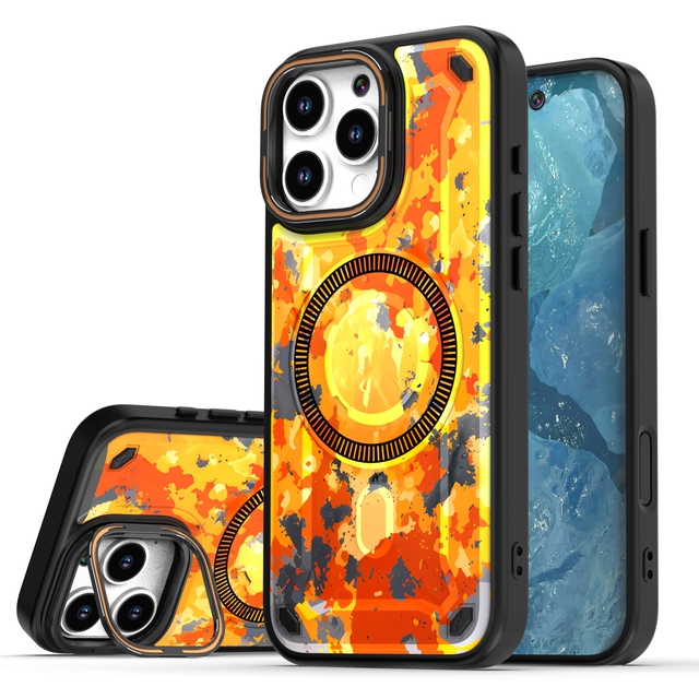 Camouflage TPU PC Phone Case for iPhone 16 PM Full Protection Shockproof Cover with Retail Packaging Model Plus