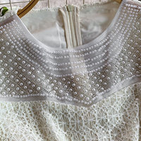 Robe élégante pour femmes WIWT, robe décontractée en mousseline de soie à manches longues avec empiècements en dentelle blanche, robe de soirée pour tous les jours, robe pour femmes
