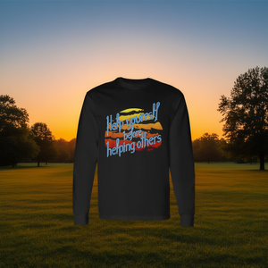 Camiseta de Manga Larga con Diseño Motivacional de Atardecer de Verano, Ayudando a los Otros - Camiseta Promocional Premium - Product Image 3