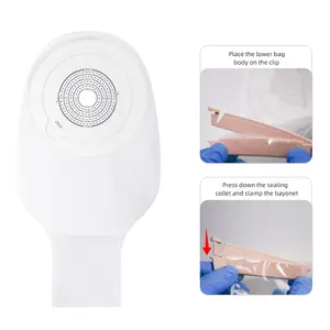 Wholesale Disposable Colostomy Pouch Ostomy Bags Closure clip Colostomy Ileostomy Stoma Care Cut to fit One Piece System