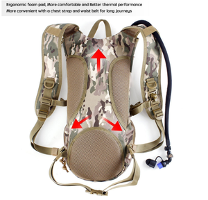 Sac d'hydratation tactique, sac à dos à eau 900D avec poche à eau de 2,5 L pour la randonnée, le vélo, la course à pied, la marche et l'escalade - Product Image 4