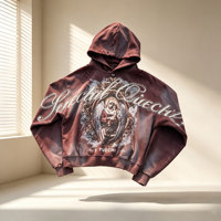 Sudaderas con Capucha Gráficas Extra Grandes Hechas a Medida, Bordadas, Vintage, 100% Algodón, para Hombre, de Alta Calidad, Cortadas, Lavadas, con Efecto Desgastado, a la Moda