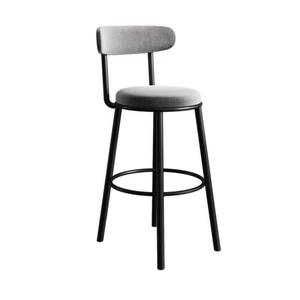 Nordic Modern Minimalist Black High Bar <b>Stool</b> <b>Leather</b> Backrest with Iron Frame for Home Living Room and Kitchen Bar <b>Stools</b> - Product Image 5