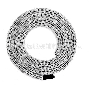 Cordón de Malla de Aluminio con Diamantes de Imitación, 2mm, 8 Filas, Redondo, Negro y Blanco, Accesorios de Joyería DIY para Ropa, Cuellos, Sombreros, Mochilas - Product Image 5